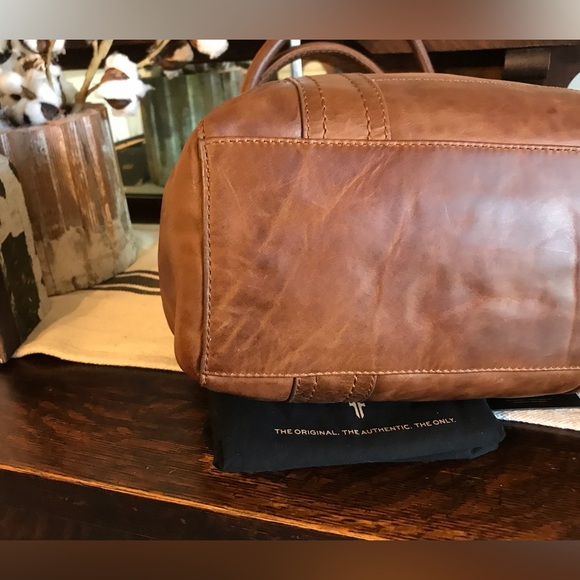 NWT Frye Melissa Leather Cognac Brown Tote Shoulder Bag Retail $398 - Picture 9 of 12